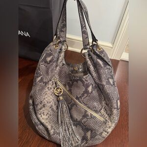 Michael Kors Suede Snakeskin Print Shoulder Bag